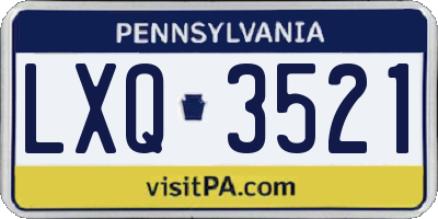 PA license plate LXQ3521