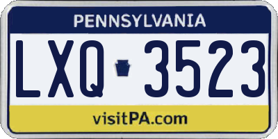 PA license plate LXQ3523