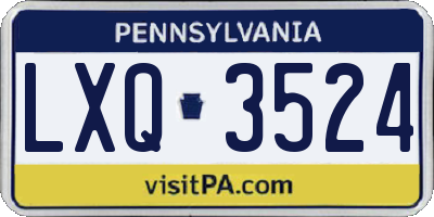 PA license plate LXQ3524