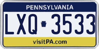 PA license plate LXQ3533