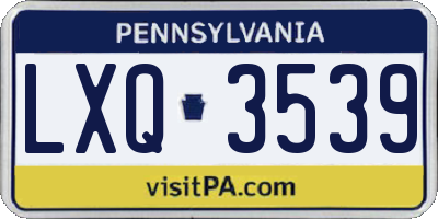 PA license plate LXQ3539