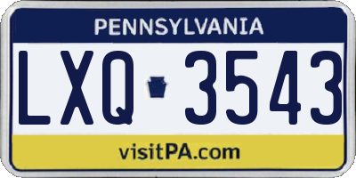 PA license plate LXQ3543