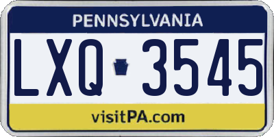 PA license plate LXQ3545