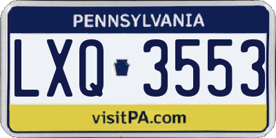 PA license plate LXQ3553