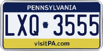 PA license plate LXQ3555