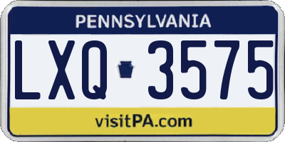 PA license plate LXQ3575