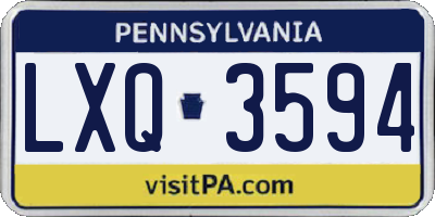 PA license plate LXQ3594