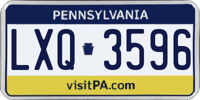 PA license plate LXQ3596