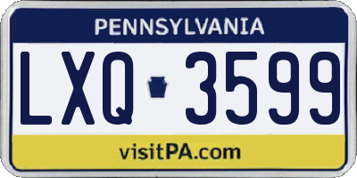 PA license plate LXQ3599