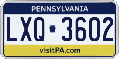 PA license plate LXQ3602