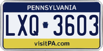 PA license plate LXQ3603