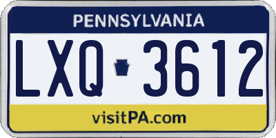 PA license plate LXQ3612