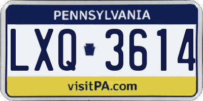 PA license plate LXQ3614