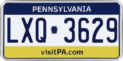 PA license plate LXQ3629
