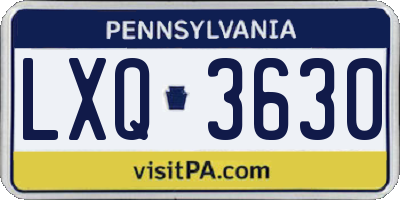 PA license plate LXQ3630