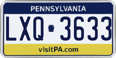 PA license plate LXQ3633