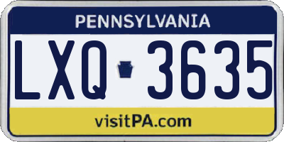 PA license plate LXQ3635