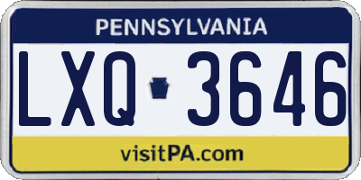 PA license plate LXQ3646
