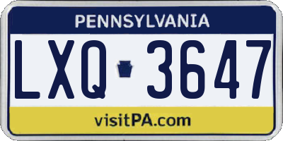 PA license plate LXQ3647