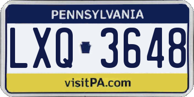 PA license plate LXQ3648