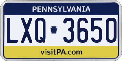 PA license plate LXQ3650