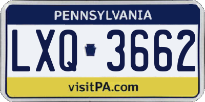 PA license plate LXQ3662