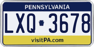 PA license plate LXQ3678