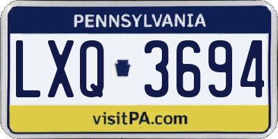 PA license plate LXQ3694