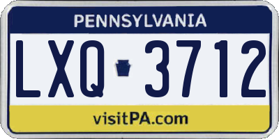 PA license plate LXQ3712