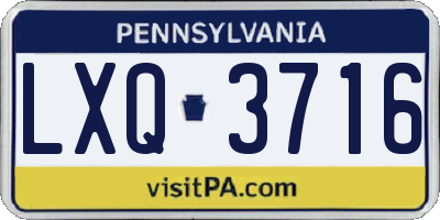 PA license plate LXQ3716