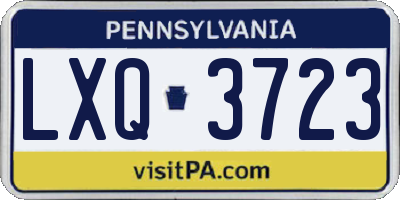 PA license plate LXQ3723