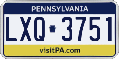 PA license plate LXQ3751