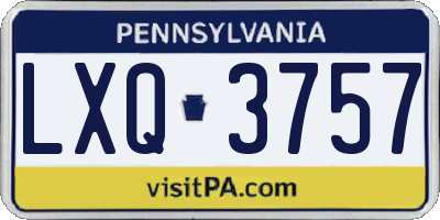 PA license plate LXQ3757