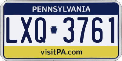PA license plate LXQ3761