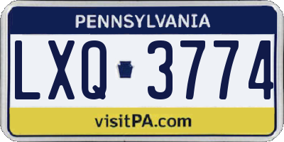 PA license plate LXQ3774