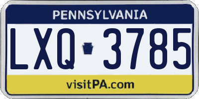 PA license plate LXQ3785