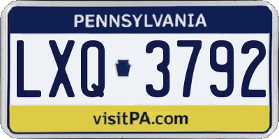 PA license plate LXQ3792