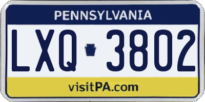 PA license plate LXQ3802