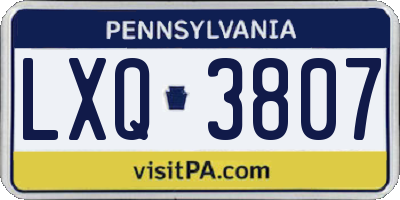 PA license plate LXQ3807