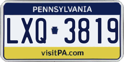 PA license plate LXQ3819