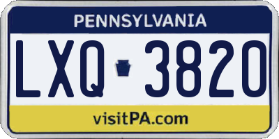PA license plate LXQ3820