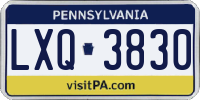 PA license plate LXQ3830
