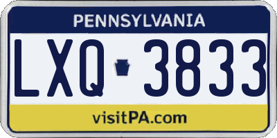 PA license plate LXQ3833