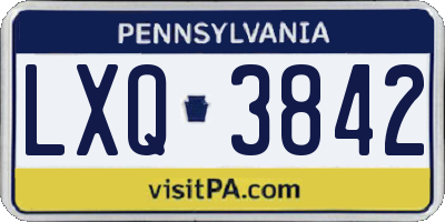 PA license plate LXQ3842