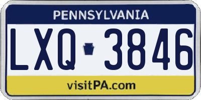PA license plate LXQ3846