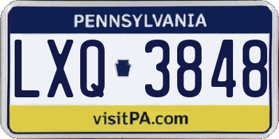 PA license plate LXQ3848