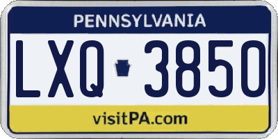 PA license plate LXQ3850