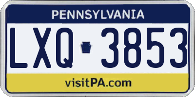 PA license plate LXQ3853