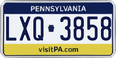 PA license plate LXQ3858