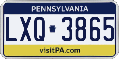 PA license plate LXQ3865